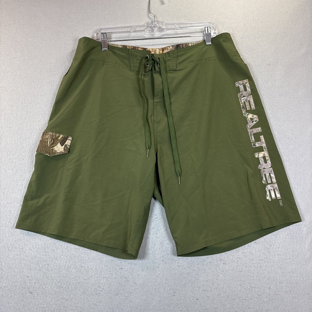 Realtree‎ Swim Trunks APG Men's 38 Green/Camo Board Shorts Cargo Pocket